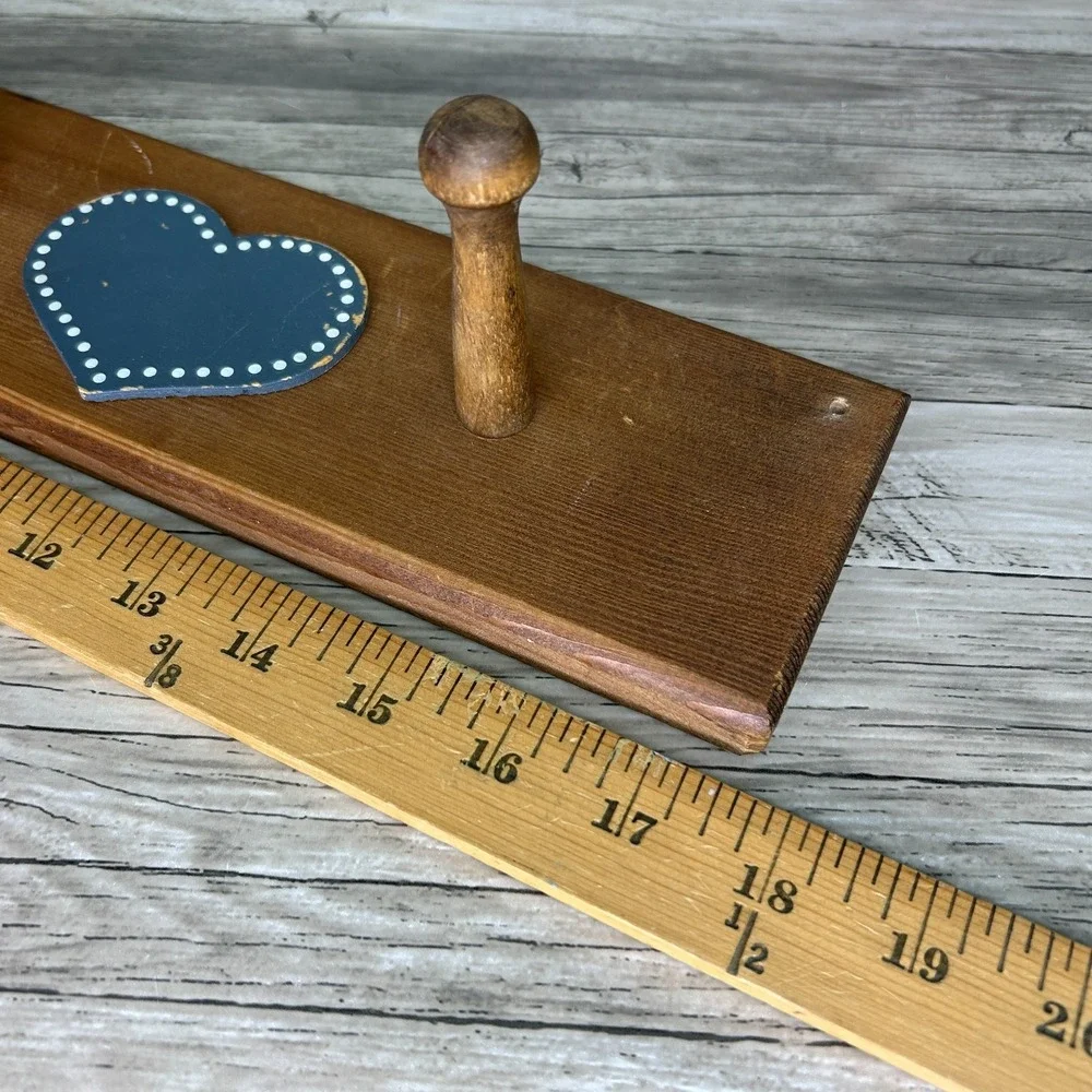 Vintage Wood Blue Heart Peg‎ Wall Hanging Country Cottage Decor Rack
